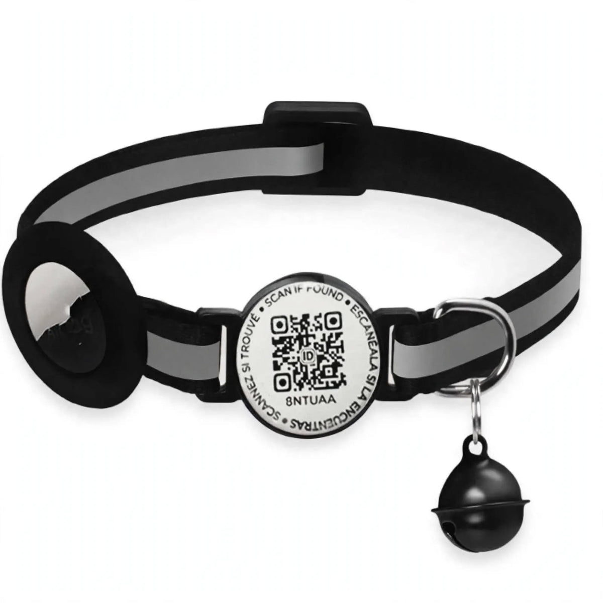 Collier Connecté QR Code + Support AirTag - Sécurité Patte® - Anti-fugue & Réfléchissant