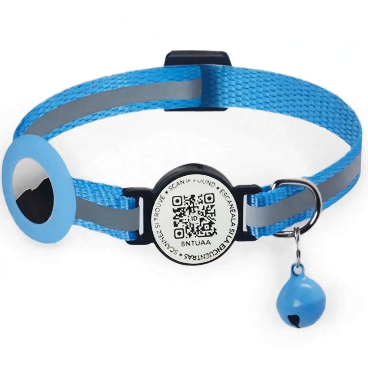 Collier Connecté QR Code + Support AirTag - Sécurité Patte® - Anti-fugue & Réfléchissant