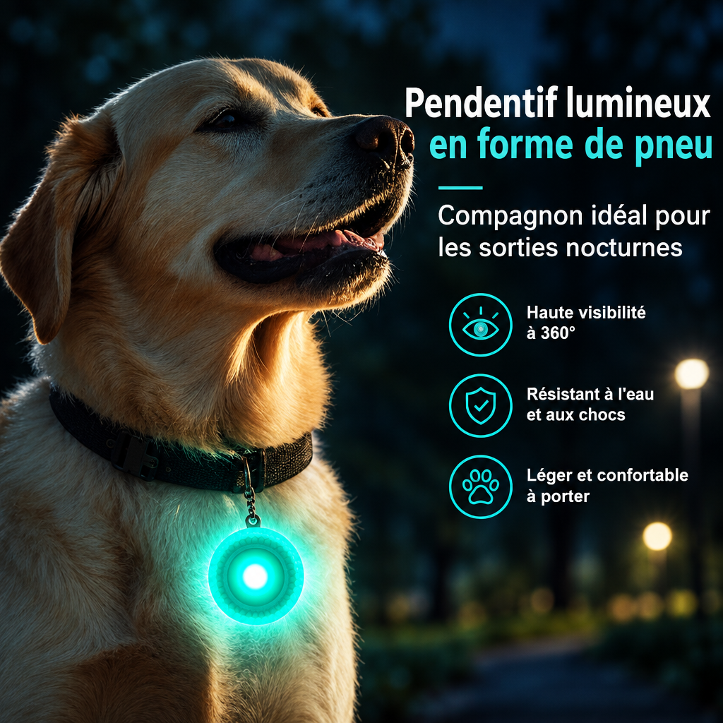 Pendentif LED de sécurité pour chien