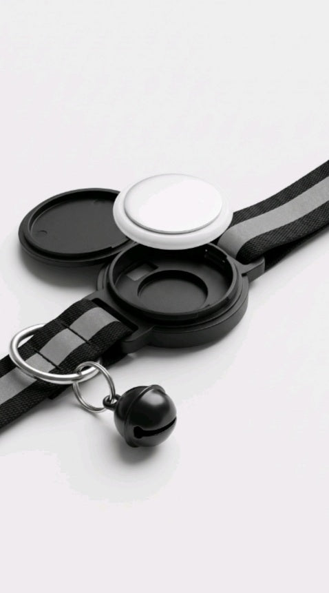 Collier Connecté QR Code + Support AirTag - Sécurité Patte® - Anti-fugue & Réfléchissant